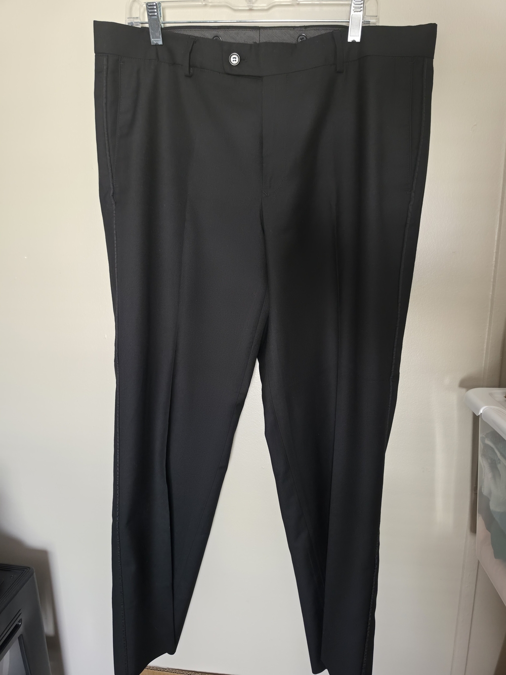 Lineage Men's Black Suit Pants Dress Trousers Flat Front Slim Fit 38R